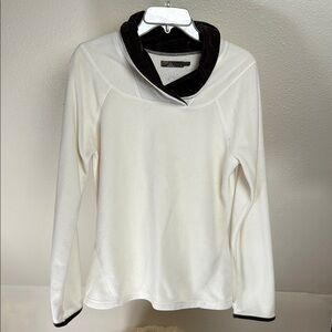 PRANA Velour/Minky Top with Brown Shawl Collar and Brown at cuff. Size Large